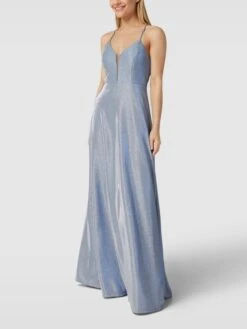 Jake*s Cocktail Abendkleid Mit Effektgarn - Himmelblau