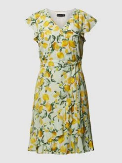 SMASHED LEMON Knielanges Kleid Aus Viskose Mit Allover-Muster - Hellgrün