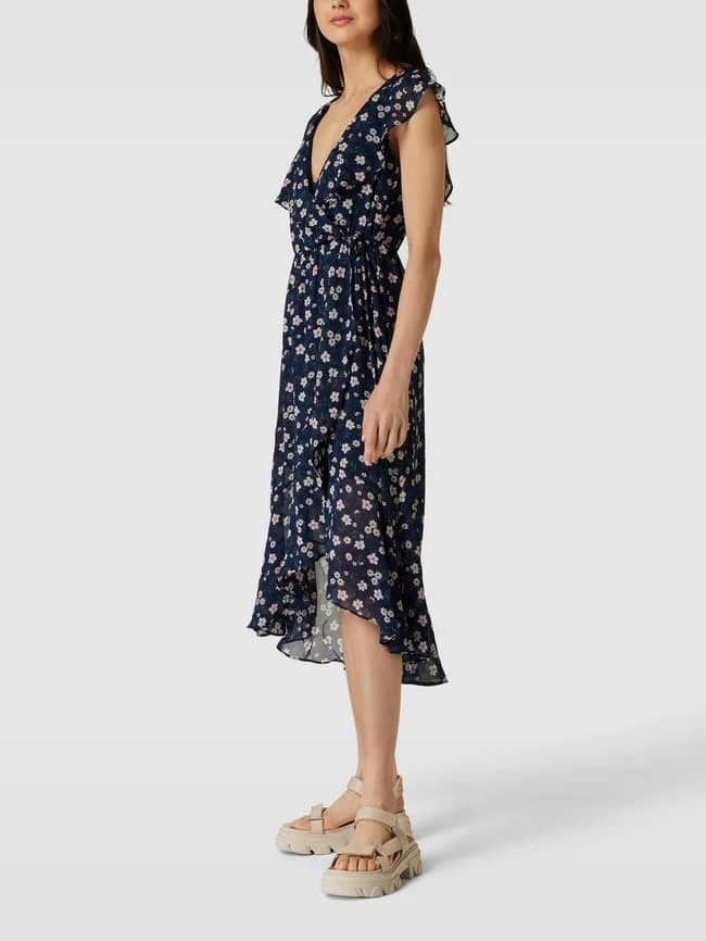 Apricot Midikleid Mit Bindegürtel - Marineblau 4 Apricot Midikleid Mit Bindegürtel - Marineblau – Bild 4