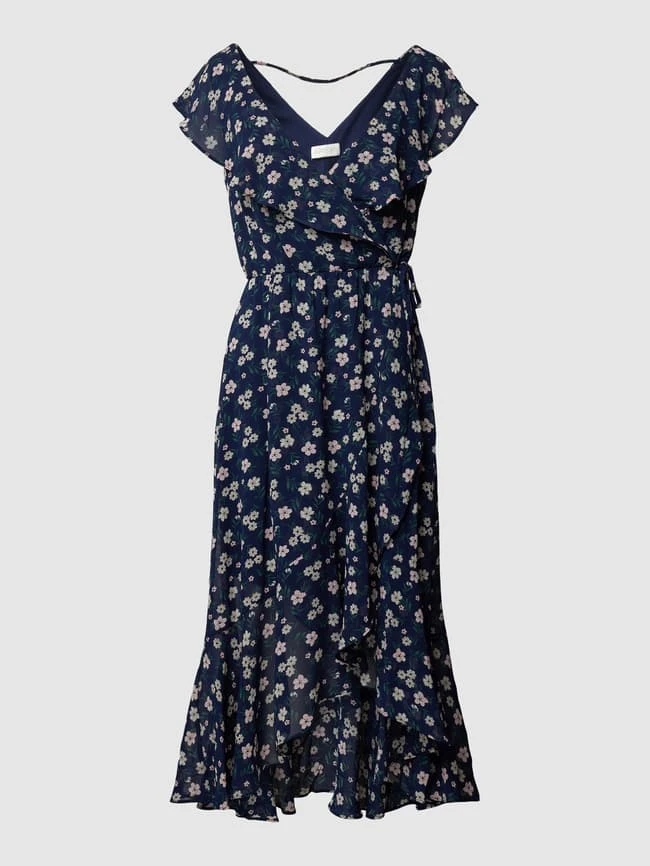 Apricot Midikleid Mit Bindegürtel - Marineblau 2 Apricot Midikleid Mit Bindegürtel - Marineblau – Bild 2