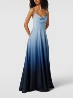 V.M. Abendkleid Mit Wasserfall-Ausschnitt - Bleu