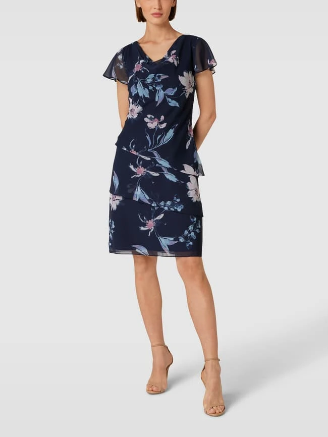 Christian Berg Cocktail Cocktailkleid Mit Floralem Allover-Muster - Marineblau Meliert 1 Christian Berg Cocktail Cocktailkleid Mit Floralem Allover-Muster - Marineblau Meliert