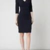 Paradi Cocktailkleid Aus Krepp Mit Drapierten Falten - Dunkelblau