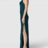 Unique Abendkleid In Satin-Optik - Petrol