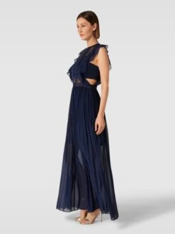 Apart Glamour Abendkleid Mit Lochmuster - Marineblau