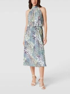 Adrianna Papell Cocktailkleid Mit Floralem Allover-Muster - Rauchblau