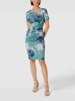 Swing Cocktailkleid Mit Floralem Muster - Türkis