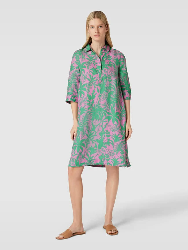 Christian Berg Woman Blusenkleid Aus Leinen Mit Allover-Print - Dunkelgrün 1 Christian Berg Woman Blusenkleid Aus Leinen Mit Allover-Print - Dunkelgrün