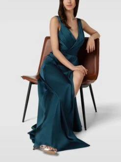 Unique Abendkleid In Wickel-Optik - Petrol