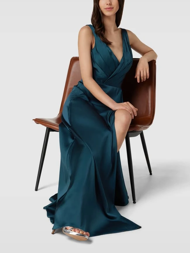 Unique Abendkleid In Wickel-Optik - Petrol 1 Unique Abendkleid In Wickel-Optik - Petrol