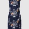 White Label Knielanges Kleid Aus Leinen Mit Motiv-Print - Marineblau