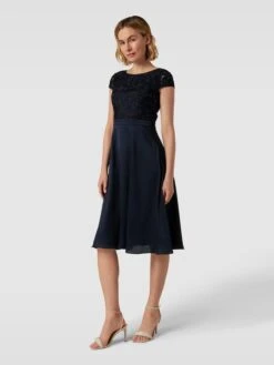 Christian Berg Cocktail Cocktailkleid Mit Ziersteinbesatz - Marineblau Meliert
