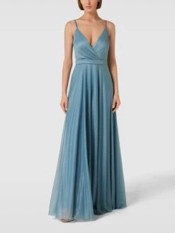 Jake*s Cocktail Abendkleid In Schimmernder Optik - Ozean Blau