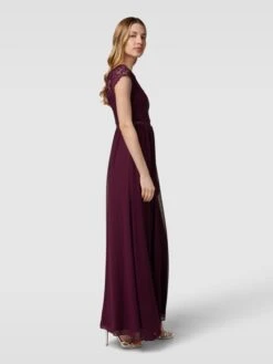 Jake*s Cocktail Abendkleid Mit Floraler Spitze - Bordeaux Rot