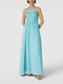 Laona Abendkleid Mit Ziersteinen Und Floralen Stickereien - Aqua Blau