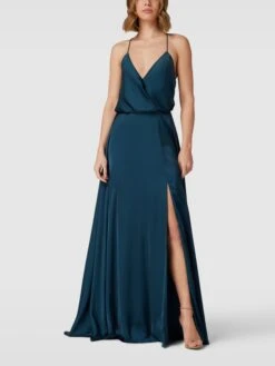 Unique Abendkleid Mit Spaghettiträgern - Petrol
