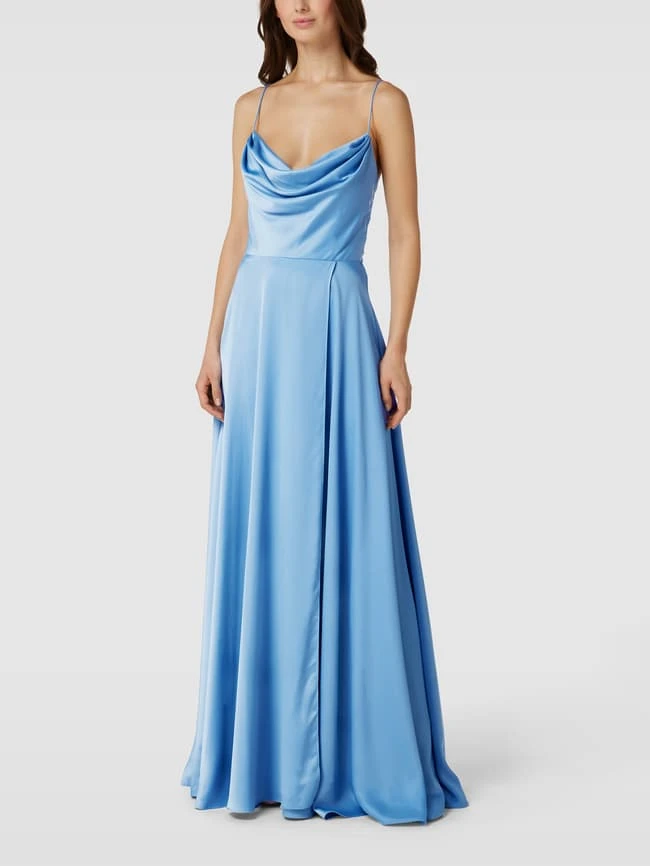 V.M. Abendkleid Mit Wasserfall-Ausschnitt - Hellblau 1 V.M. Abendkleid Mit Wasserfall-Ausschnitt - Hellblau