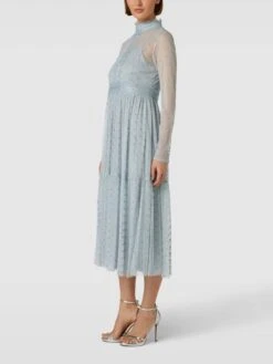 LACE & BEADS Cocktailkleid Im Trägerlosen Design - Hellblau